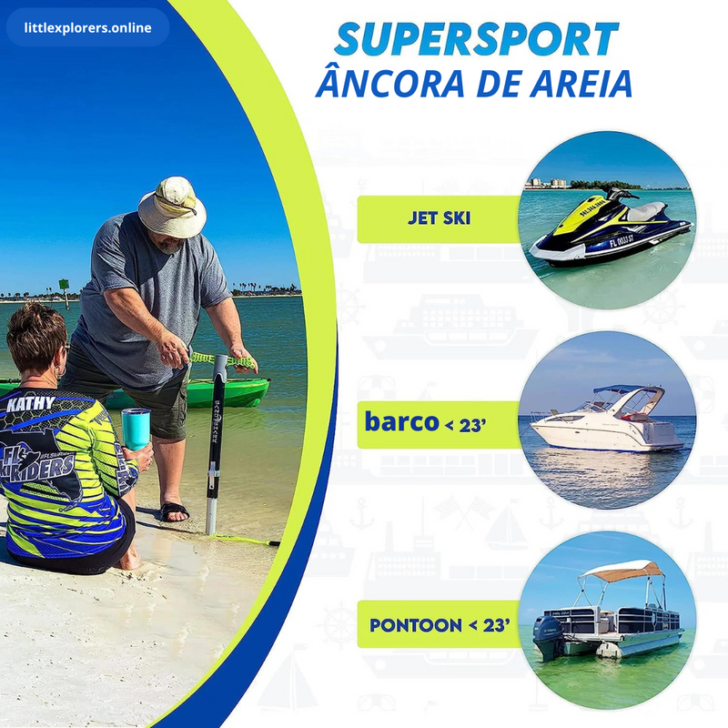 Sand Shark Premium Super Sport - âncora mantém e protege embarcações, 29"-48"