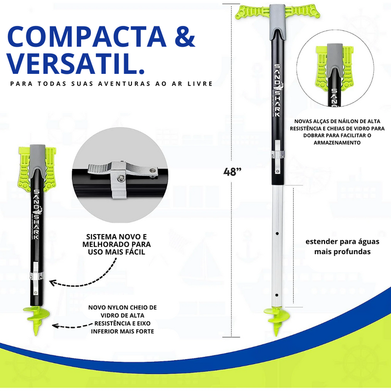 Sand Shark Premium Super Sport - âncora mantém e protege embarcações, 29"-48"